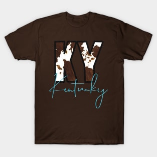 KY Brown Cow Pattern Kentucky Design T-Shirt